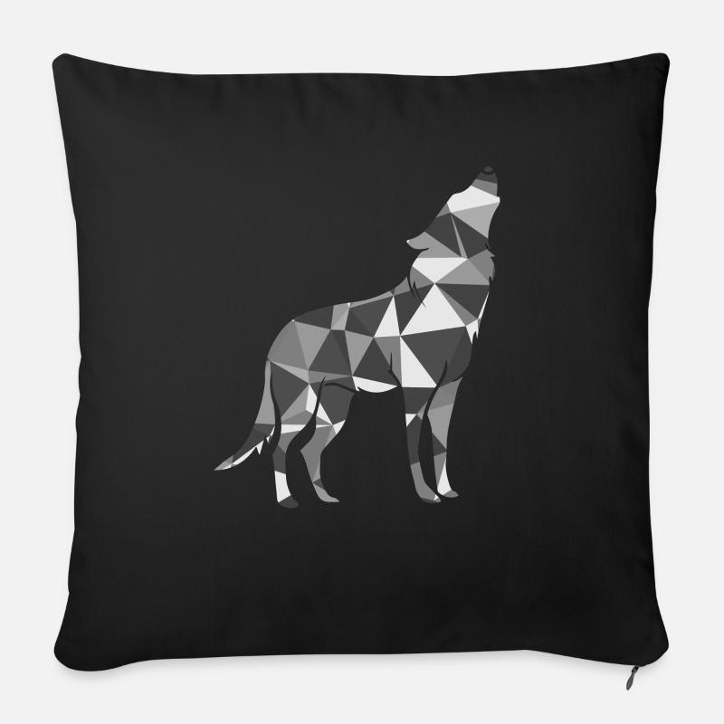 Polygon Wolf - Sofakissenbezug 45 x 45 cm - Schwarz