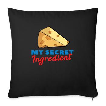 Amoureux du fromage ingrédient fromager cadeau Gouda Emmental - Housse de coussin décorative 45 x 45 cm - noir - Devant