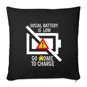 Drôle Anti Social Introverti Introversion Social - Housse de coussin décorative 45 x 45 cm - noir - Devant