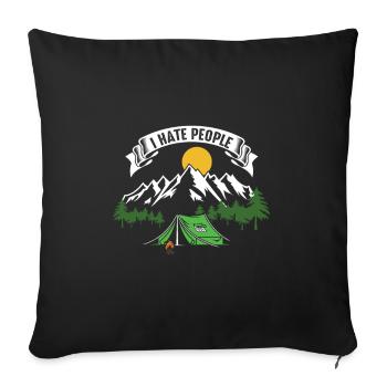Campfire Drinking Campers Travel Traveling Nature - Sofa pillowcase 17,3'' x 17,3'' (45 x 45 cm) - black - Front