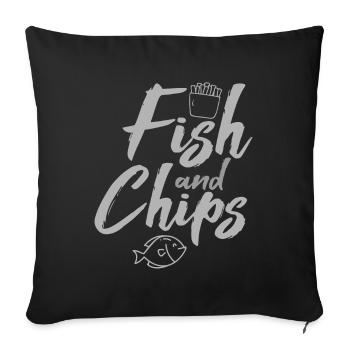 Fish & Chips Funny British Food and Streetfood - Sofa pillowcase 17,3'' x 17,3'' (45 x 45 cm) - black - Front