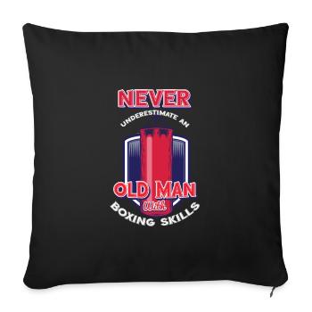 Alter Mann-Verpacken-Boxer-lustiger Kämpfer-Sport - Sofakissenbezug 45 x 45 cm - Schwarz - Vorne