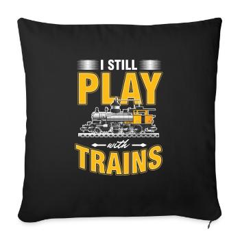 Chemin de fer Jouets Locomotive Je joue encore - Housse de coussin décorative 45 x 45 cm - noir - Devant