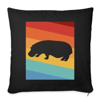 Hippopotamus Africa Safari Hippo - Sofa pillowcase 17,3'' x 17,3'' (45 x 45 cm) - black - Front