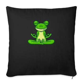 Yoga frog namaste - Sofa pillowcase 17,3'' x 17,3'' (45 x 45 cm) - black - Front