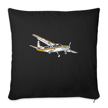 Propeller plane Aviator pilot plane - Sofa pillowcase 17,3'' x 17,3'' (45 x 45 cm) - black - Front