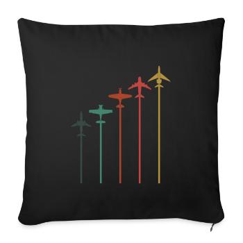 Avion avion avion mécanicien avion aviateur - Housse de coussin décorative 45 x 45 cm - noir - Devant