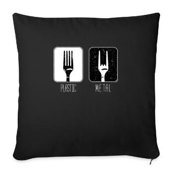 Fourchette transformée en plastique en métal - Housse de coussin décorative 45 x 45 cm - noir - Devant