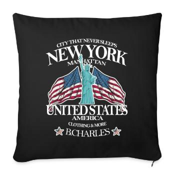 New York, Manhattan, Statue de la Liberté, Cool, cadeau - Housse de coussin décorative 45 x 45 cm - noir - Devant