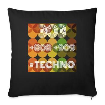 303 808 909 Techno Retro Shirt - Housse de coussin décorative 45 x 45 cm - noir - Devant