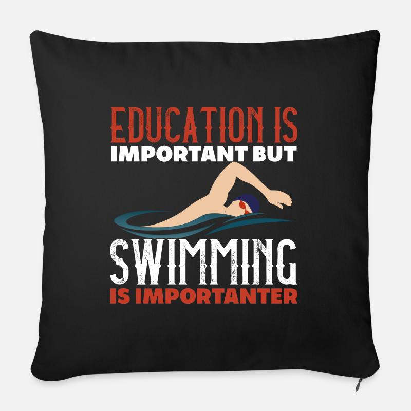 La natation est importante - Housse de coussin décorative 45 x 45 cm - noir