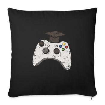 Gambler Gamer Graduation Hat Gamepad with Doctor's Hat - Sofa pillowcase 17,3'' x 17,3'' (45 x 45 cm) - black - Front