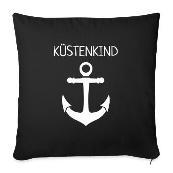 Küstenkind mit Anker - Jung, Deern - Sofakissenbezug 45 x 45 cm - Schwarz - Vorne