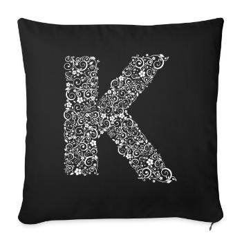 Letter K - Sofa pillowcase 17,3'' x 17,3'' (45 x 45 cm) - black - Front