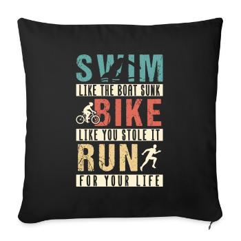 Triathlon Swim Race Bike Run Sprint Gift - Sofakissenbezug 45 x 45 cm - Schwarz - Vorne