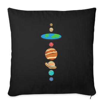 Flache Erde Flat Earth Theorie Planet Geschenk - Sofakissenbezug 45 x 45 cm - Schwarz - Vorne