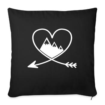 Mountains Heart Arrow - Sofa pillowcase 17,3'' x 17,3'' (45 x 45 cm) - black - Front