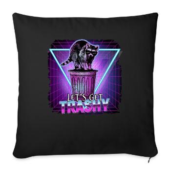 Raccoon Let's Get Trashy Retro Années 80 Années 70 - Housse de coussin décorative 45 x 45 cm - noir - Devant