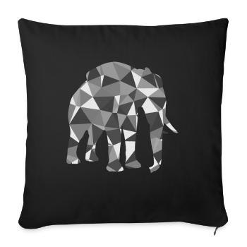 Elephant polygone - Housse de coussin décorative 45 x 45 cm - noir - Devant