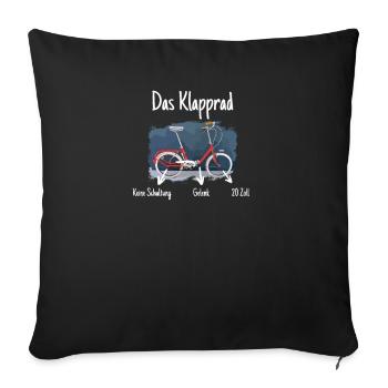 Das Klapprad - Beschreibung des Kultrads für Fans - Sofakissenbezug 45 x 45 cm - Schwarz - Vorne