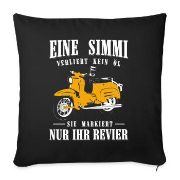 Schwalbe, Eine Simmi leckt nicht,Markiert Revier - Sofakissenbezug 45 x 45 cm - Schwarz - Vorne