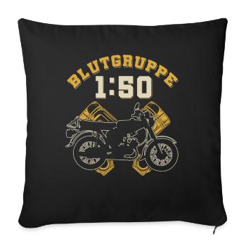Blutgruppe 1:50 S51,Benzin,Ostalgie, Simson DDR - Sofakissenbezug 45 x 45 cm - Schwarz - Vorne