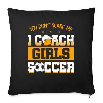 Cadeau drôle de football entraîneur de football féminin - Housse de coussin décorative 45 x 45 cm - noir - Devant