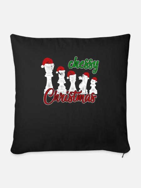 Weihnachtsgeschenk Schach Geschenkidee - Sofakissenbezug 45 x 45 cm - Schwarz