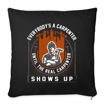Le vrai charpentier montre un cadeau de menuisier - Housse de coussin décorative 45 x 45 cm - noir - Devant