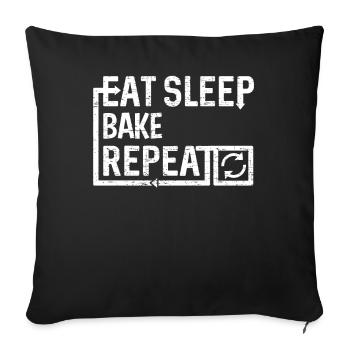 Eat Sleep Bake - Sofa pillowcase 17,3'' x 17,3'' (45 x 45 cm) - black - Front