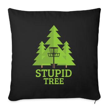 Disc Golf Stupid Tree Sports Meme Citation Cadeau - Housse de coussin décorative 45 x 45 cm - noir - Devant