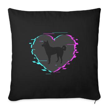 Canaan dog in the heart with retro look - Sofa pillowcase 17,3'' x 17,3'' (45 x 45 cm) - black - Front