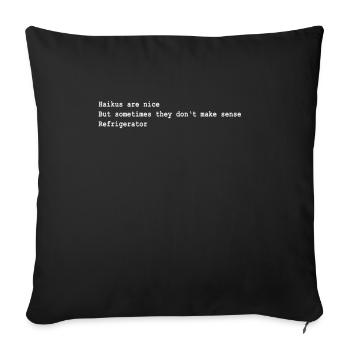T-shirt drôle de parodie de réfrigérateur de Haiku au Japon - Housse de coussin décorative 45 x 45 cm - noir - Devant
