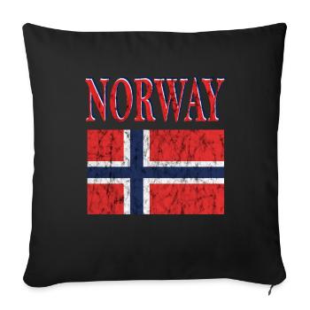 Norway vintage drapeau - Housse de coussin décorative 45 x 45 cm - noir - Devant
