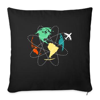 Voyage voyage du monde avion Travelshirt Terre - Housse de coussin décorative 45 x 45 cm - noir - Devant