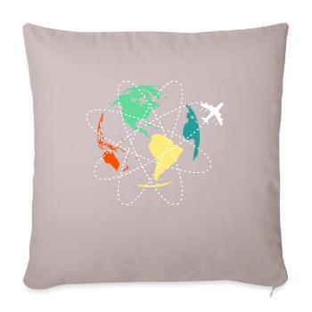 Voyage voyage du monde avion Travelshirt Terre - Housse de coussin décorative 45 x 45 cm - taupe clair - Devant