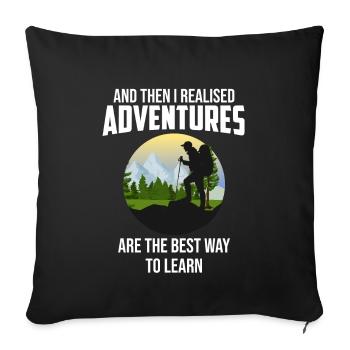 Travel World Tour Airplane Travelshirt Adventure - Sofa pillowcase 17,3'' x 17,3'' (45 x 45 cm) - black - Front