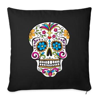 CrĂ˘ne en sucre Jour des morts - Housse de coussin décorative 45 x 45 cm - noir - Devant