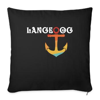Langeoog mit Anker - Sofakissenbezug 45 x 45 cm - Schwarz - Vorne