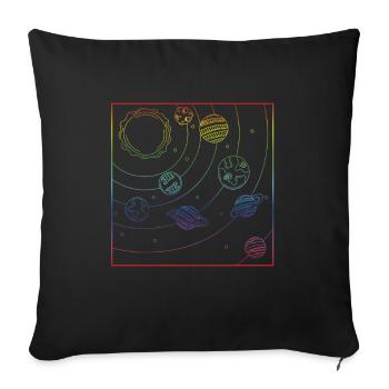 Buntes Universum-Planeten-Galaxie-Universum - Sofakissenbezug 45 x 45 cm - Schwarz - Vorne