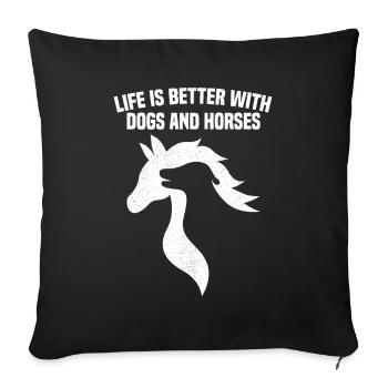 Dog Horses Say Dog Lover & Rider - Sofa pillowcase 17,3'' x 17,3'' (45 x 45 cm) - black - Front