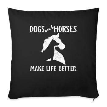 Dog Horses Say Dog Lover & Rider - Sofa pillowcase 17,3'' x 17,3'' (45 x 45 cm) - black - Front