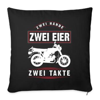 Simson S51, 2 mains, 2 oeufs, 2 barres, cyclomoteur DDR - Housse de coussin décorative 45 x 45 cm - noir - Devant