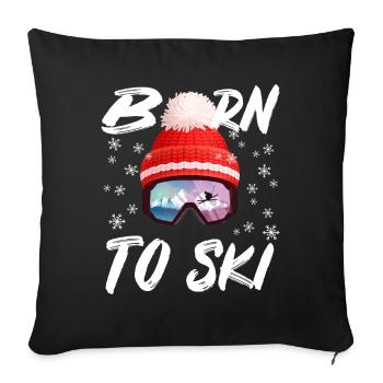 Né pour skier - Housse de coussin décorative 45 x 45 cm - noir - Devant