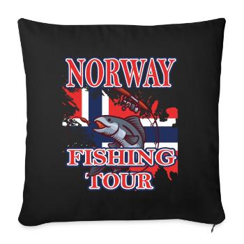 Tour de pêche en Norvège - Housse de coussin décorative 45 x 45 cm - noir - Devant
