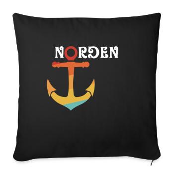 Norden mit Anker - Sofakissenbezug 45 x 45 cm - Schwarz - Vorne