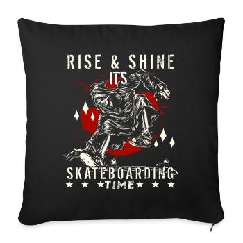 Rise And Shine It's Skateboarding Time - Housse de coussin décorative 45 x 45 cm - noir - Devant