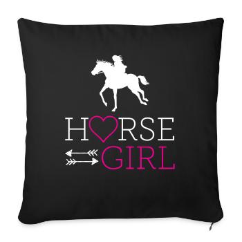 Fille de cheval j'aime mon cheval - Housse de coussin décorative 45 x 45 cm - noir - Devant