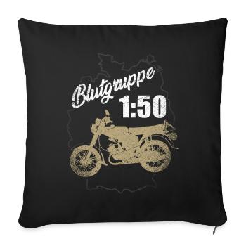 Blood type 1:50 petrol piston moped Simson East - Sofa pillowcase 17,3'' x 17,3'' (45 x 45 cm) - black - Front