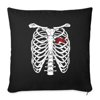 Motorcycle driving heart skeleton x-ray incurable - Sofa pillowcase 17,3'' x 17,3'' (45 x 45 cm) - black - Front